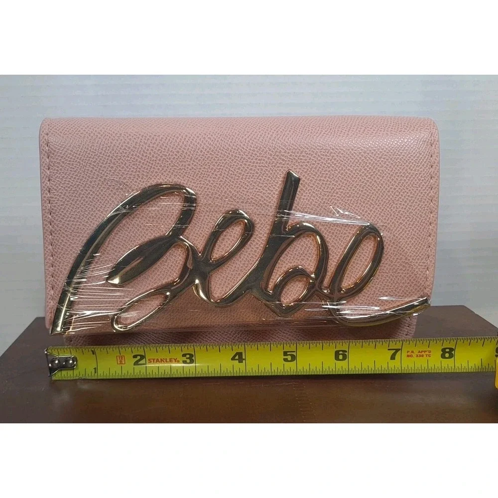 NWT Bebe Gabriel‎ Crossbody Purse Blush Color Gold Logo Women's Small E02-4498